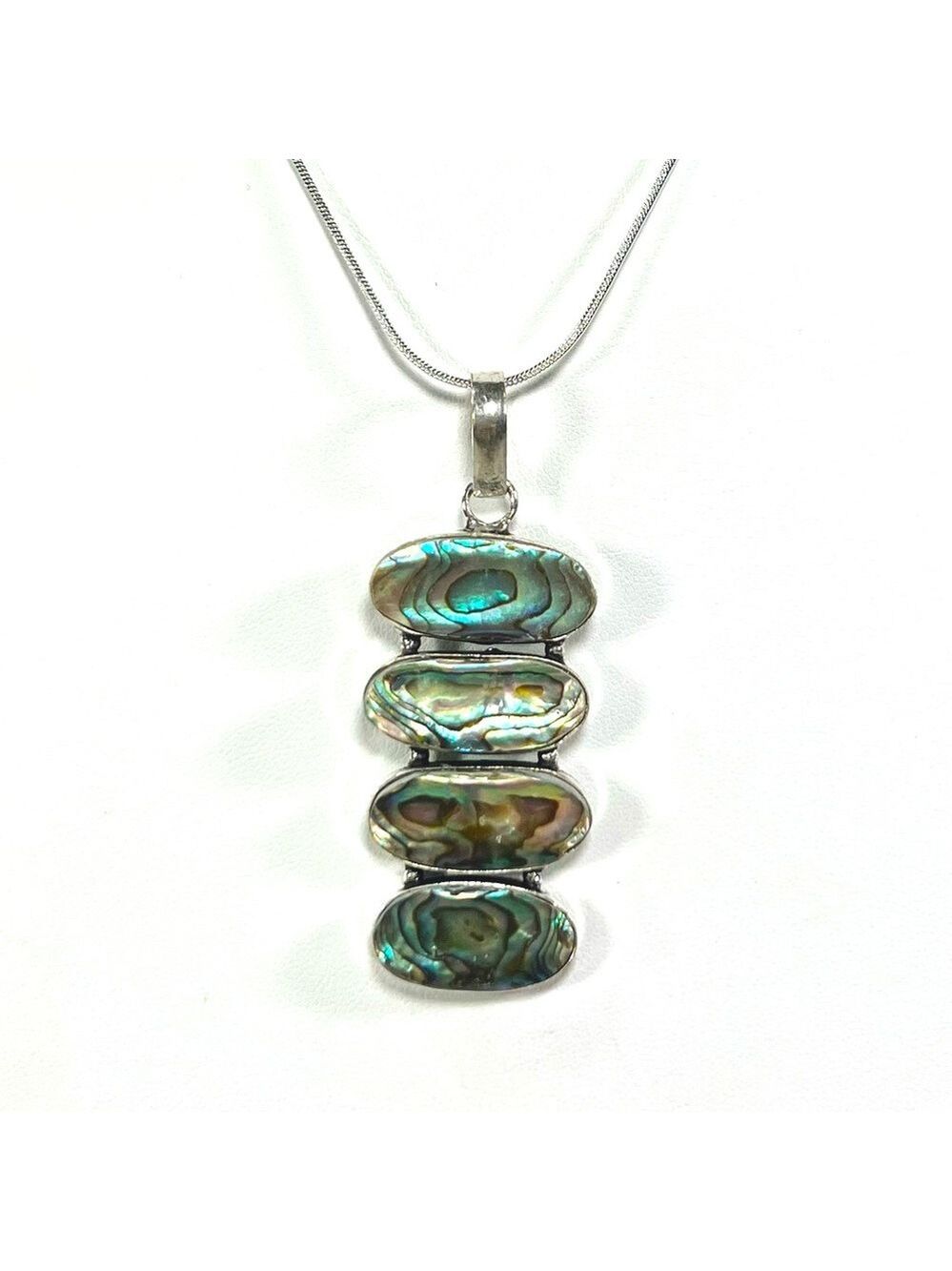 Abalone Shell 925 Multi Stone Gemstone Pendant - Picture 1 of 7